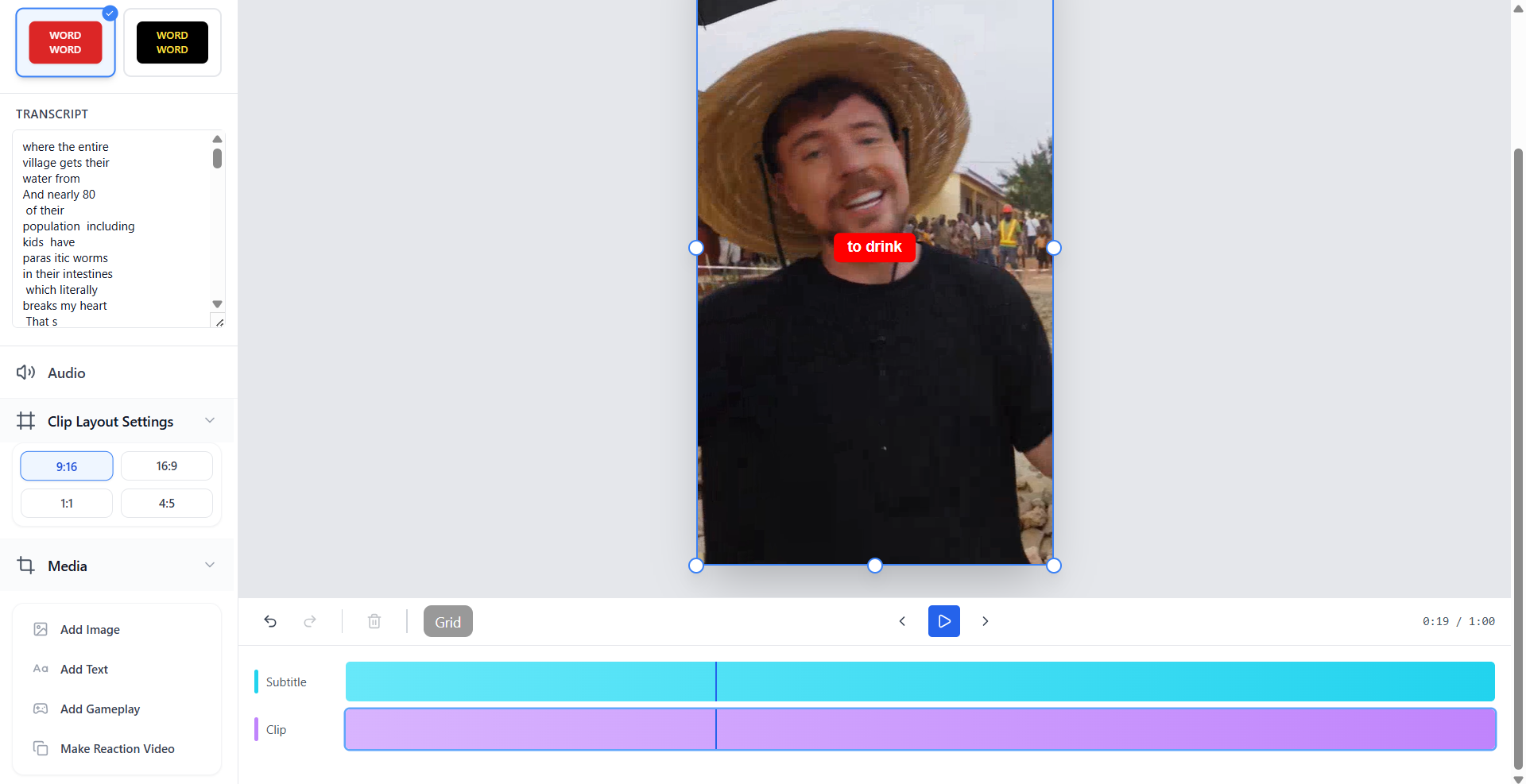Step 03: Edit, subtitle & resize in seconds
